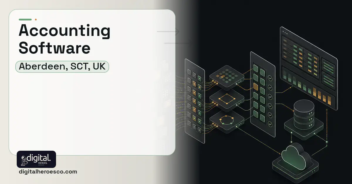 Accounting Software workflow illustration for Aberdeen, SCT, UK.