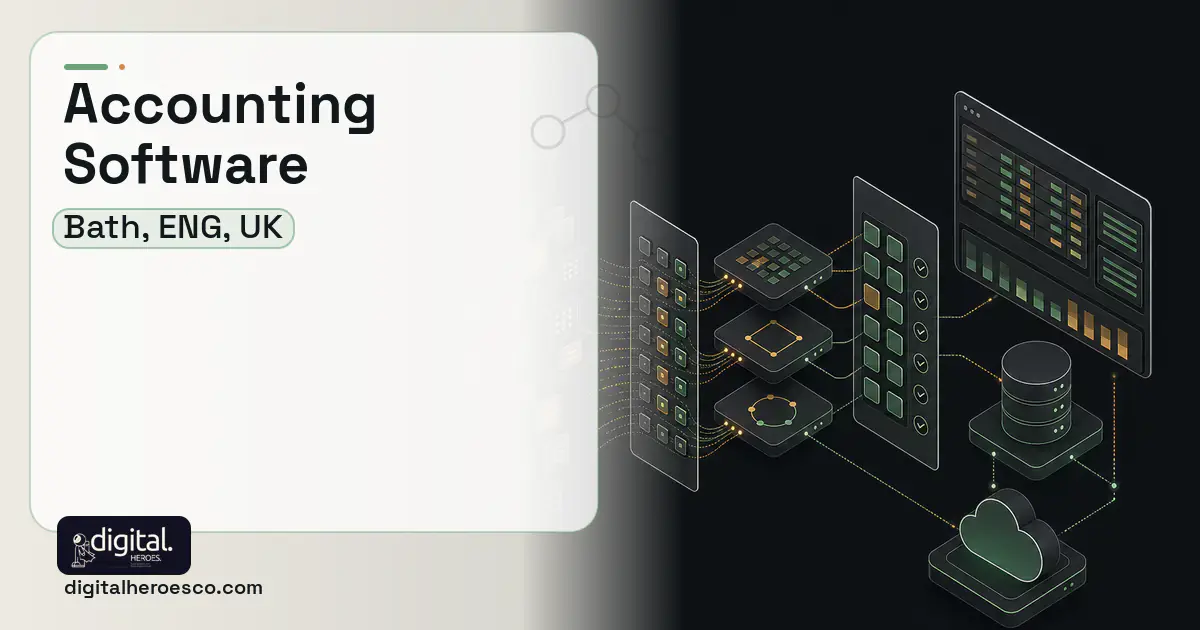 Accounting Software workflow illustration for Bath, ENG, UK.