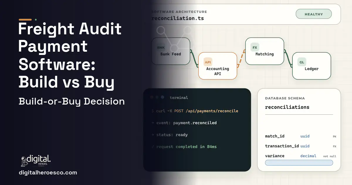 Accounting Software architecture and database illustration for Freight Audit Payment Software Build vs Buy Guide.