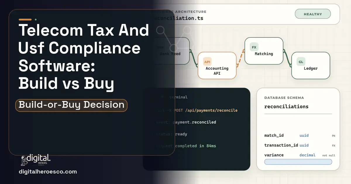 Accounting Software architecture and database illustration for Telecom TAX AND USF Compliance Build vs Buy Guide.