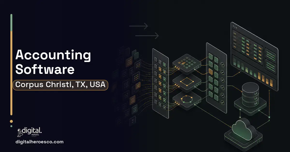 Accounting Software workflow illustration for Corpus Christi, TX, USA.
