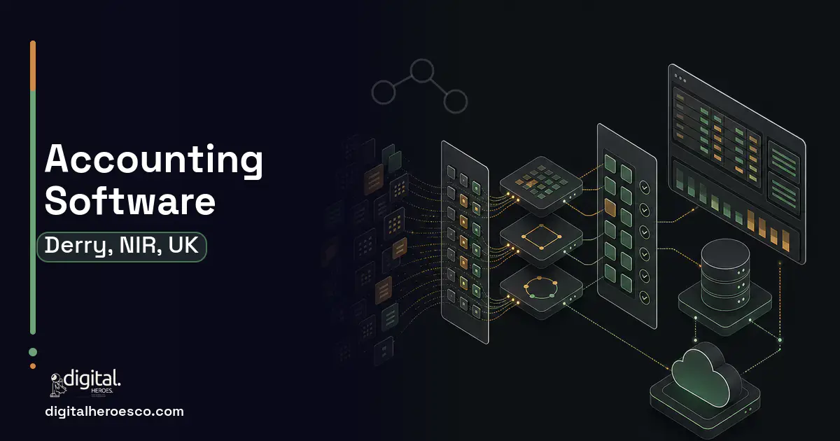 Accounting Software workflow illustration for Derry, NIR, UK.
