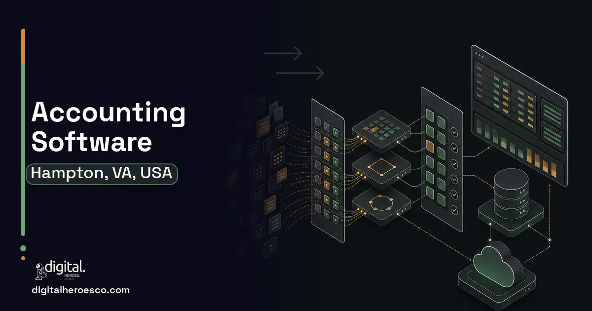 Accounting Software workflow illustration for Hampton, VA, USA.