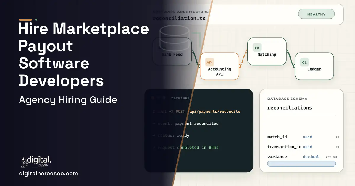 Accounting Software architecture and database illustration for Marketplace Payout Settlement Software.