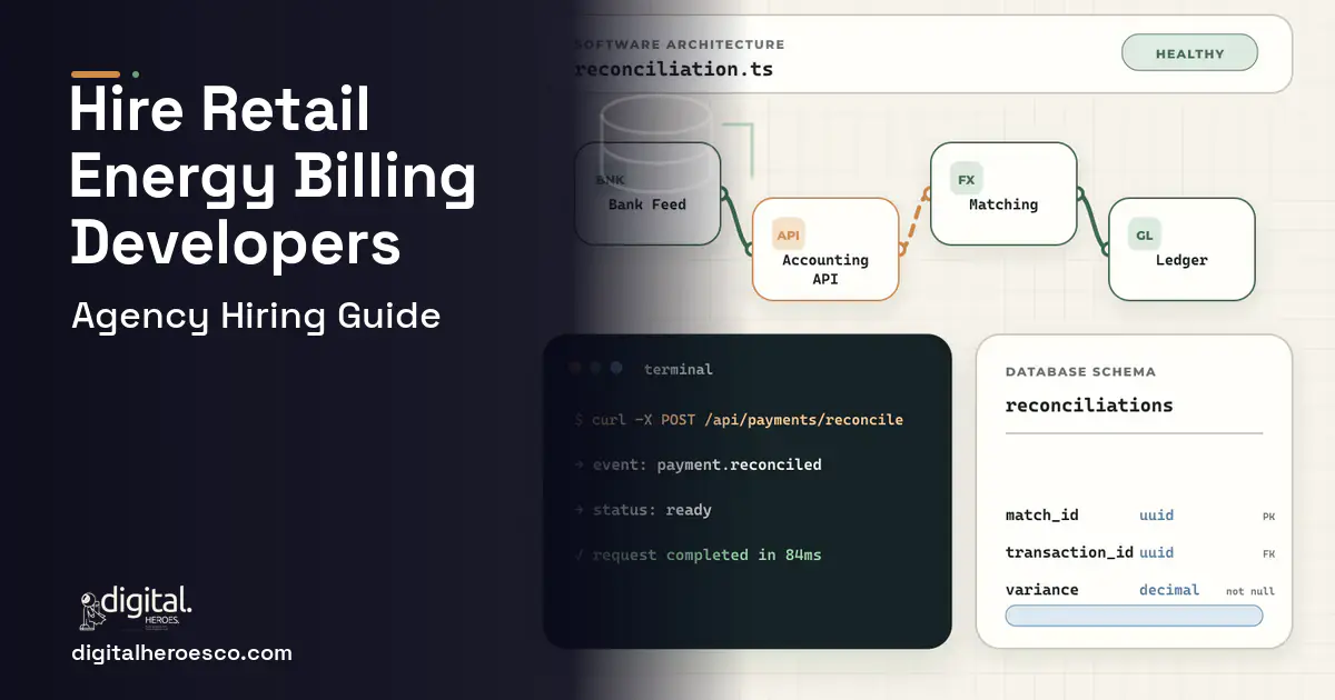 Accounting Software architecture and database illustration for Retail Energy Supplier Billing Software.