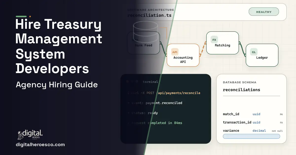 Accounting Software architecture and database illustration for Treasury Management System Development.