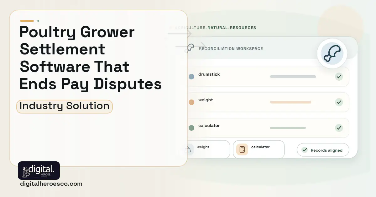 Broiler Grower Settlement software visual showing drumstick, weight, and calculator.