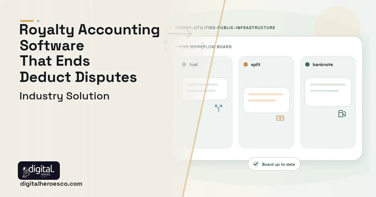 Oil Gas Revenue Accounting software visual showing fuel, split, and banknote.