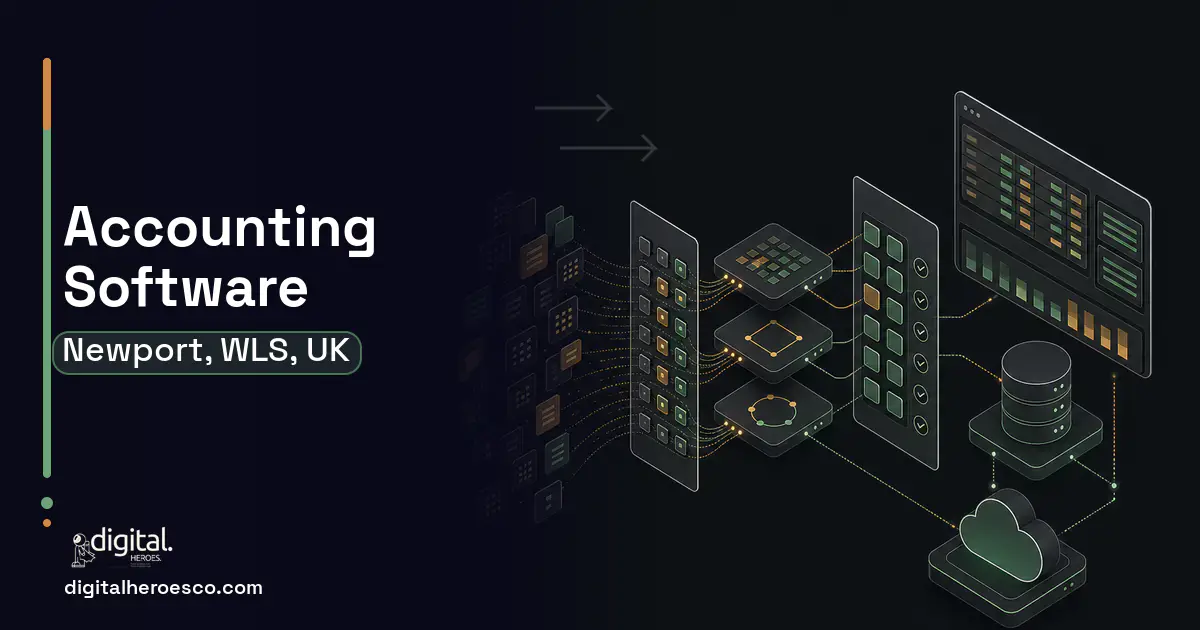 Accounting Software workflow illustration for Newport, WLS, UK.