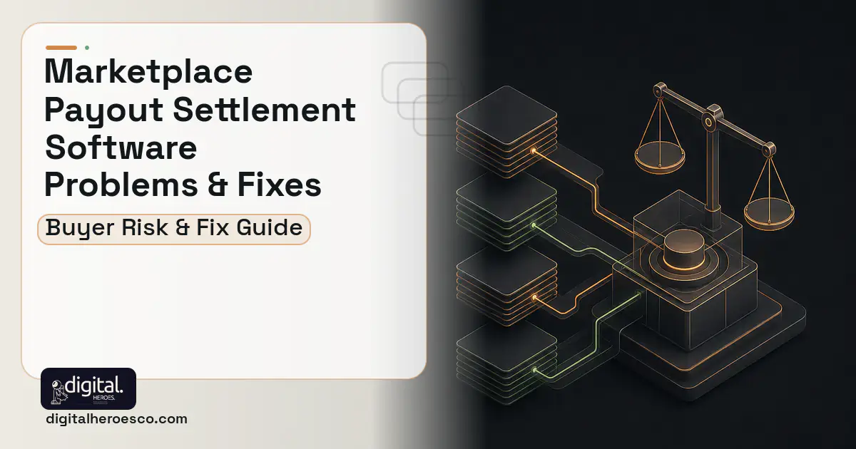 Marketplace Payout Settlement Software software overview illustration showing common problems and fixes.