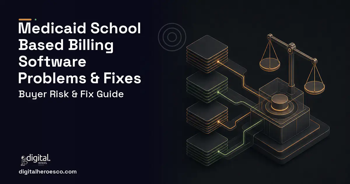 Medicaid School Based Billing Software software overview illustration showing common problems and fixes.