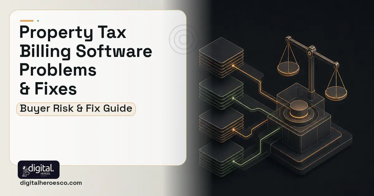 Property TAX Billing Software software overview illustration showing common problems and fixes.