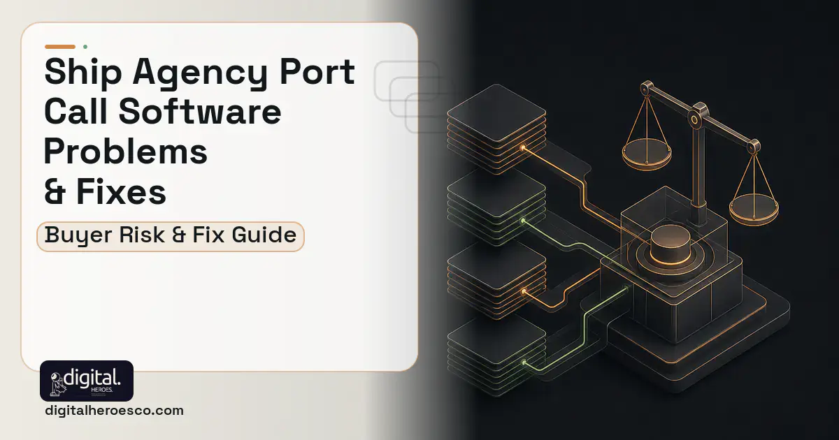 Ship Agency Port Call Software software overview illustration showing common problems and fixes.