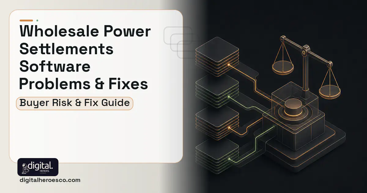 Wholesale Power Settlements Software software overview illustration showing common problems and fixes.