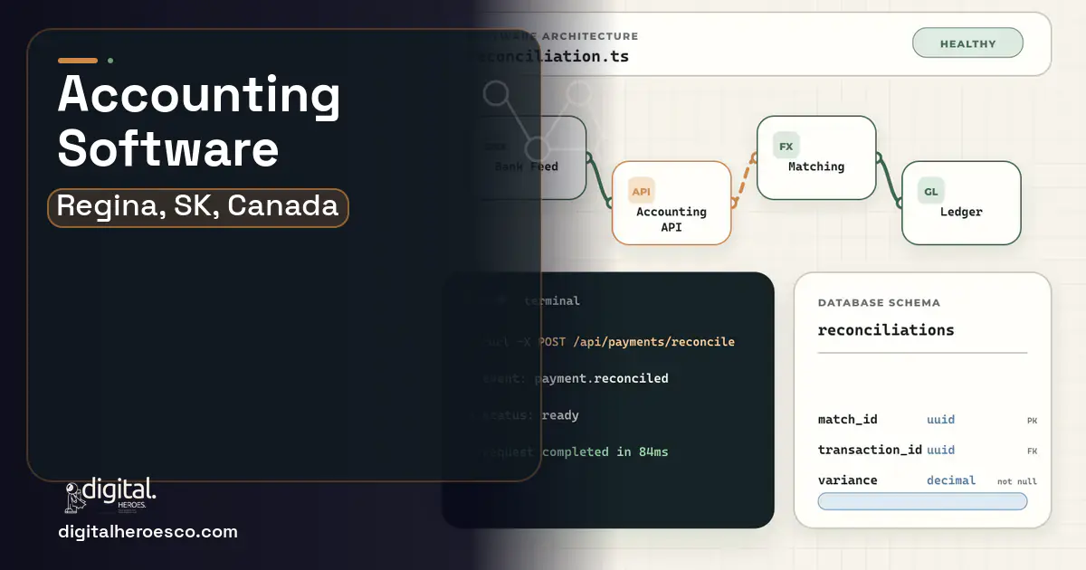 Accounting Software architecture and database illustration for Regina, SK, Canada.