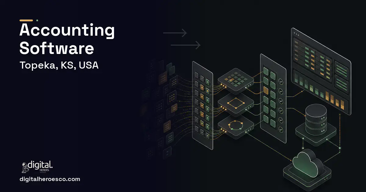 Accounting Software workflow illustration for Topeka, KS, USA.
