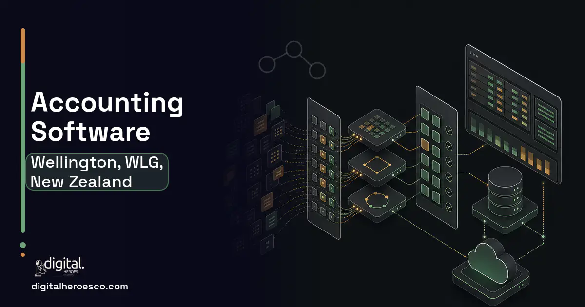 Accounting Software workflow illustration for Wellington, WLG, New Zealand.