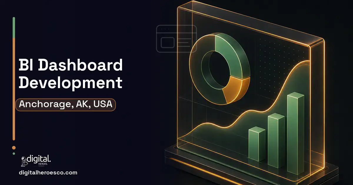 BI Dashboard Development product interface illustration for Anchorage, AK, USA.