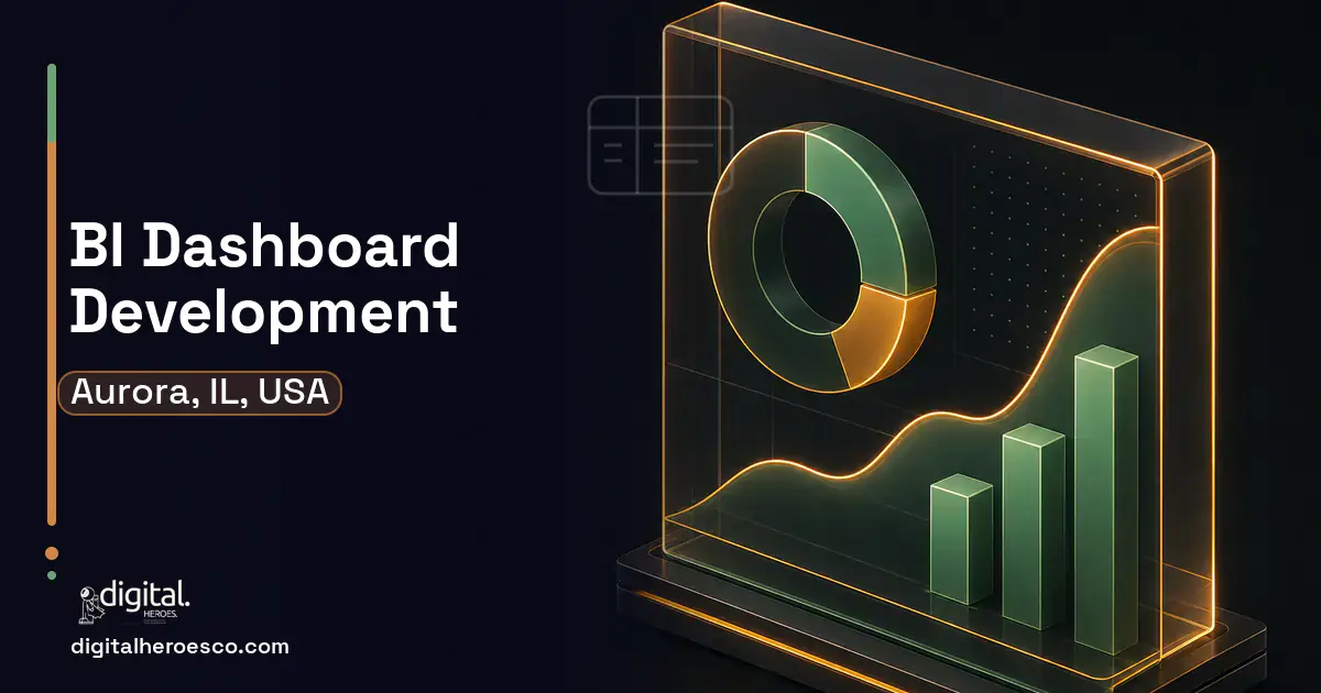 BI Dashboard Development product interface illustration for Aurora, IL, USA.