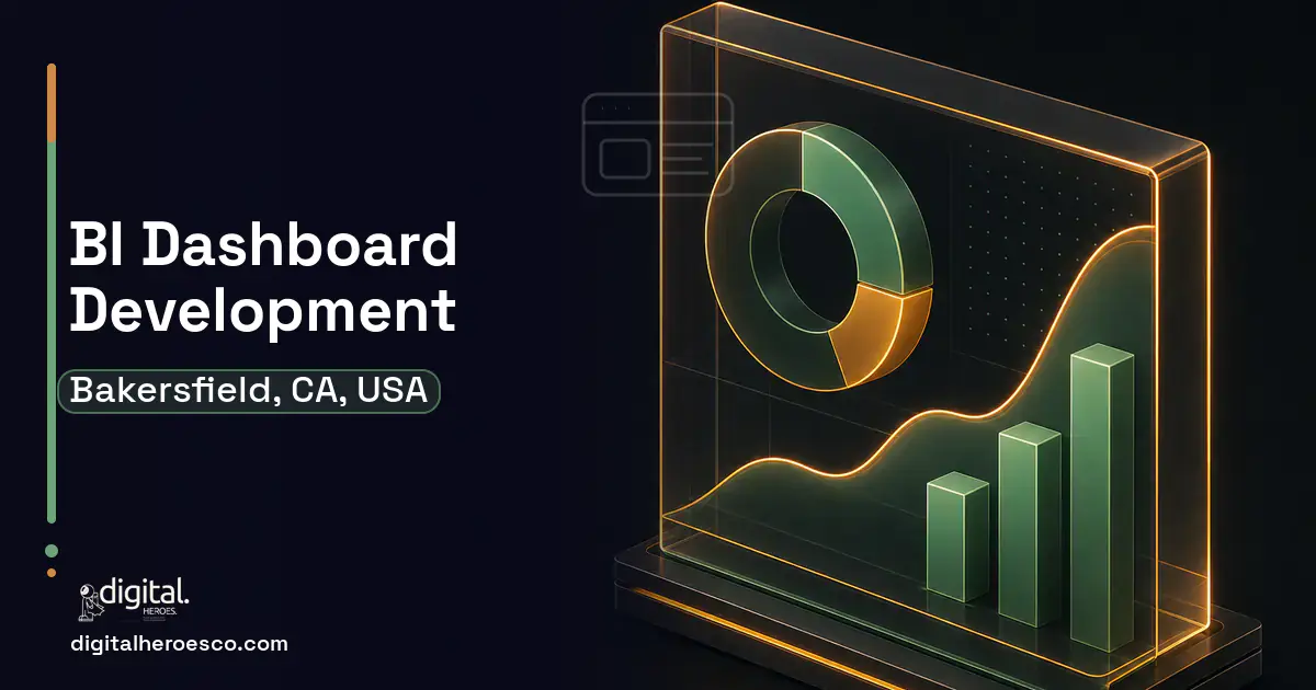 BI Dashboard Development product interface illustration for Bakersfield, CA, USA.