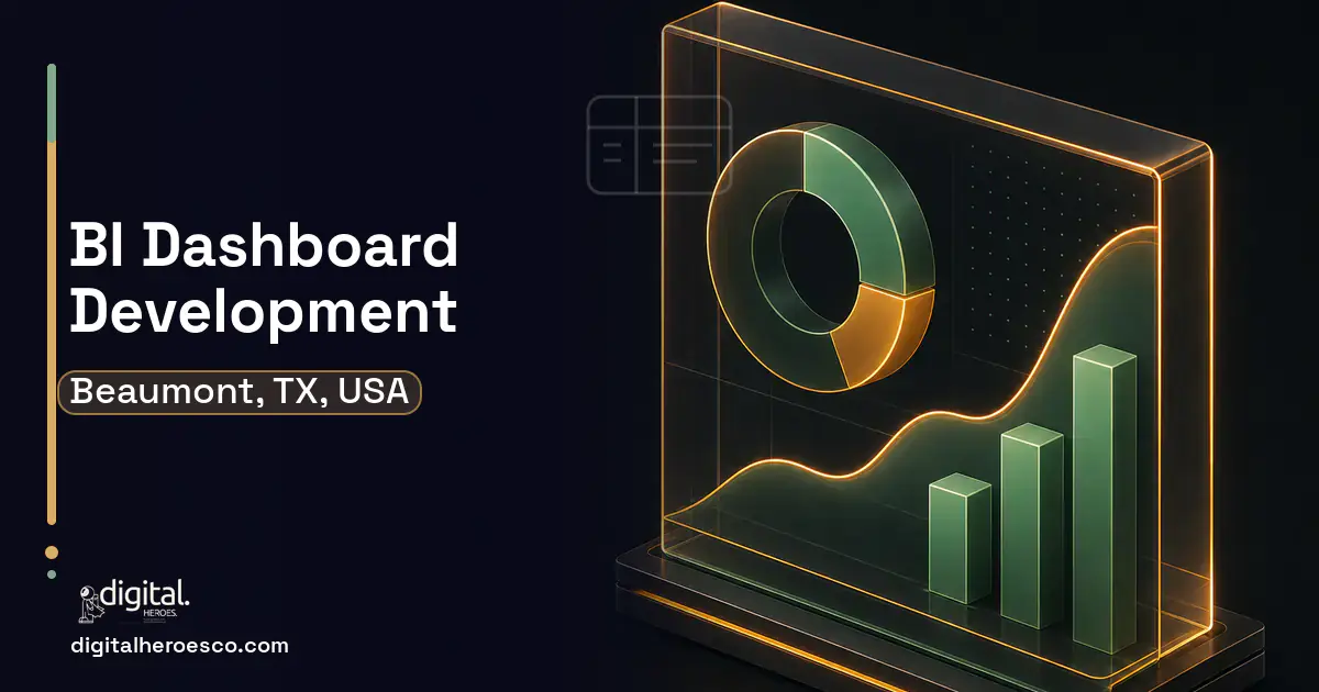 BI Dashboard Development product interface illustration for Beaumont, TX, USA.