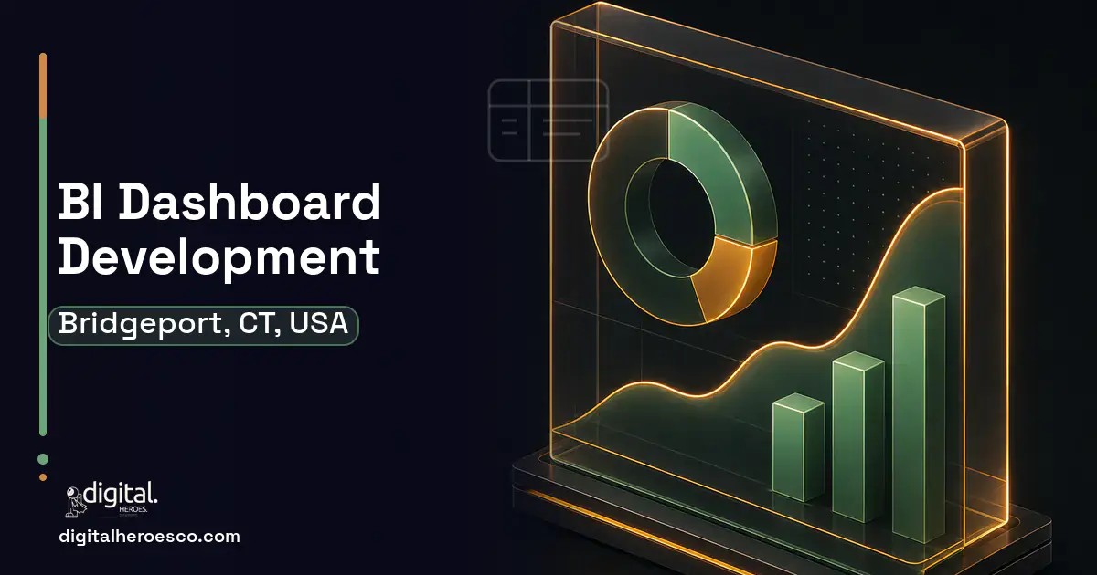 BI Dashboard Development product interface illustration for Bridgeport, CT, USA.