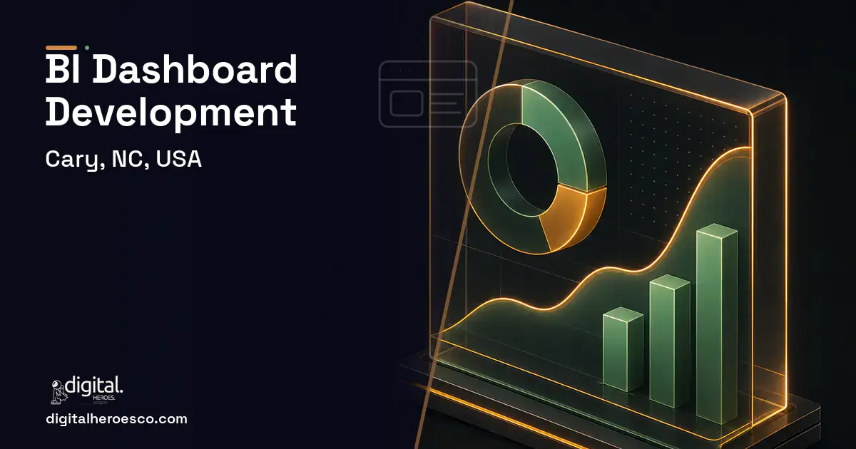 BI Dashboard Development product interface illustration for Cary, NC, USA.
