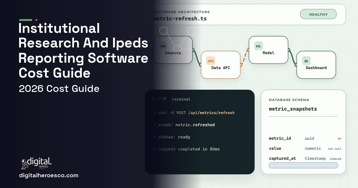 BI dashboard architecture and database illustration for Institutional Research AND Ipeds Reporting Software Cost Guide.