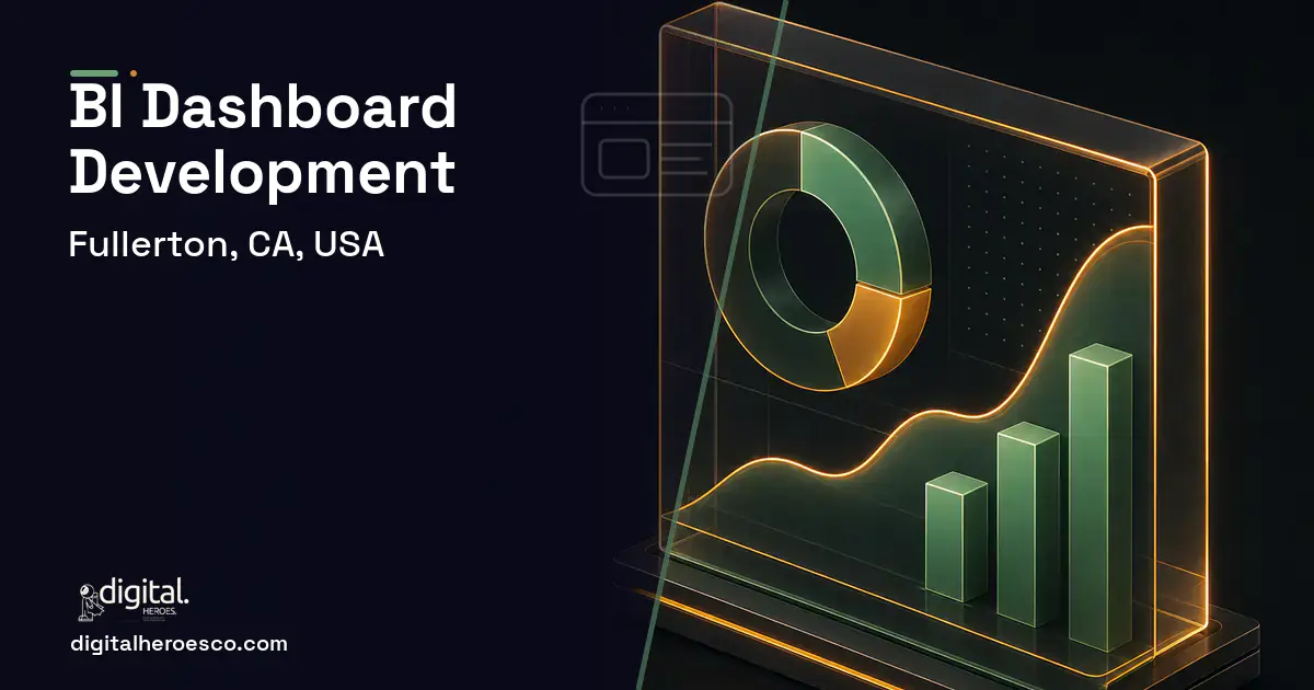 BI Dashboard Development product interface illustration for Fullerton, CA, USA.
