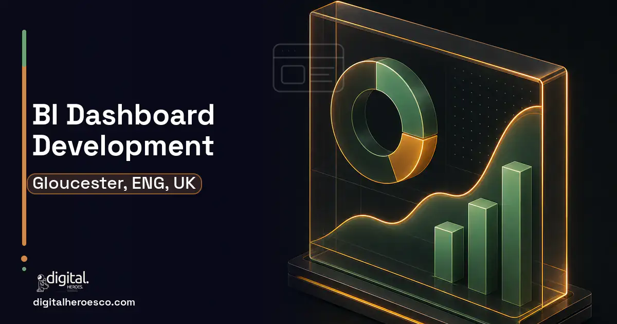 BI Dashboard Development product interface illustration for Gloucester, ENG, UK.