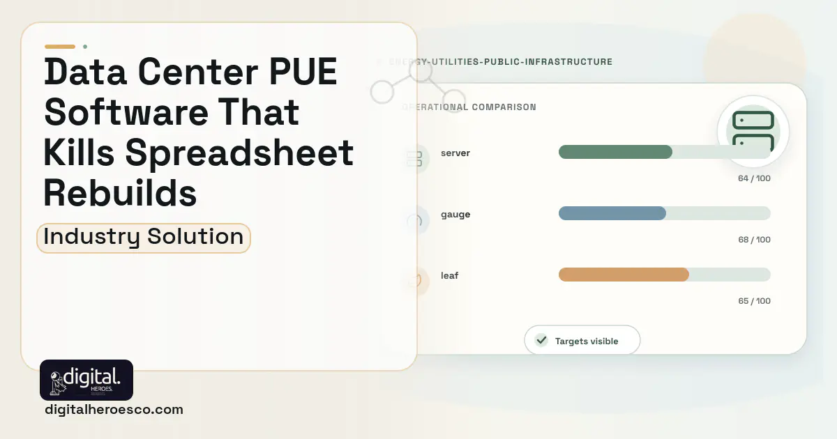 Data Center Sustainability Reporting software visual showing server, gauge, and leaf.