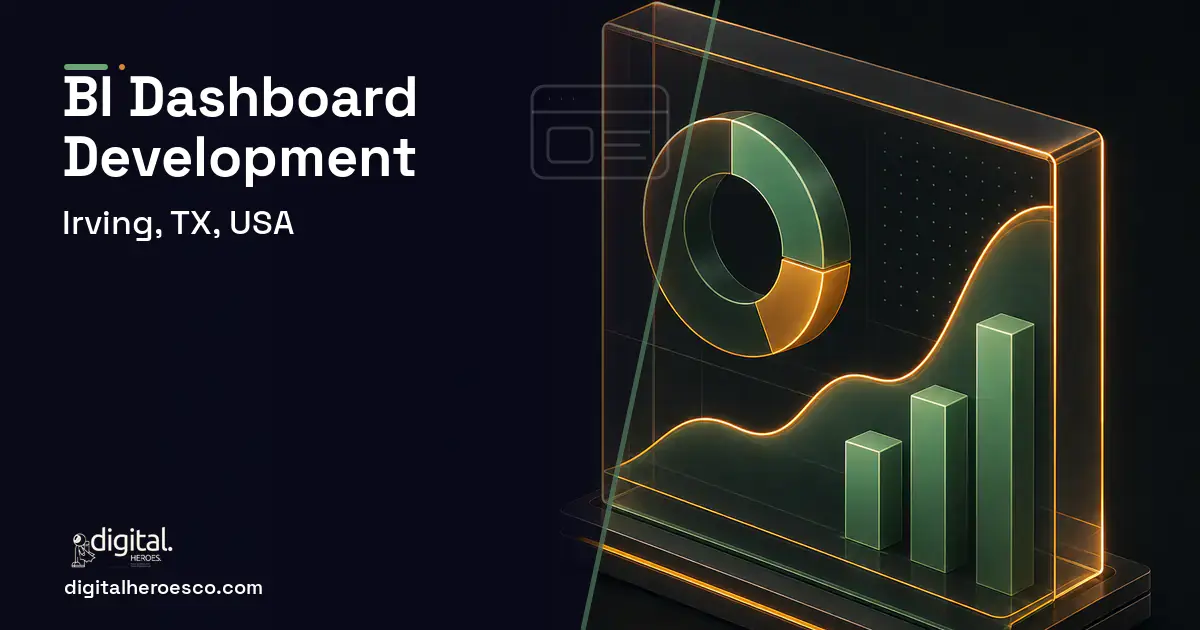 BI Dashboard Development product interface illustration for Irving, TX, USA.