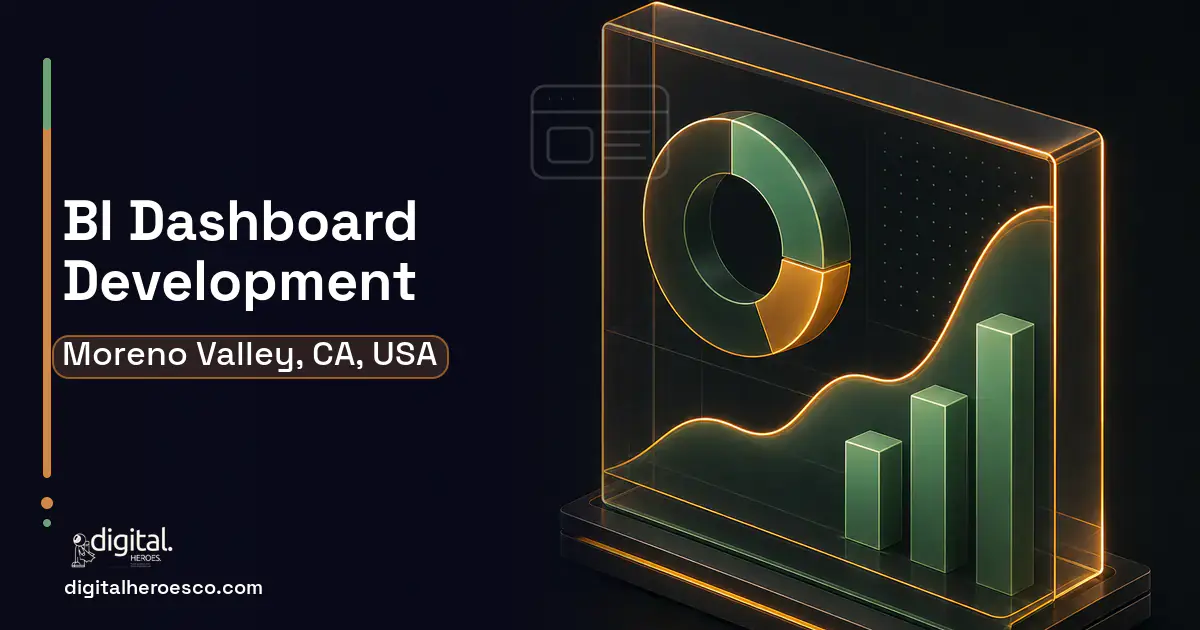 BI Dashboard Development product interface illustration for Moreno Valley, CA, USA.