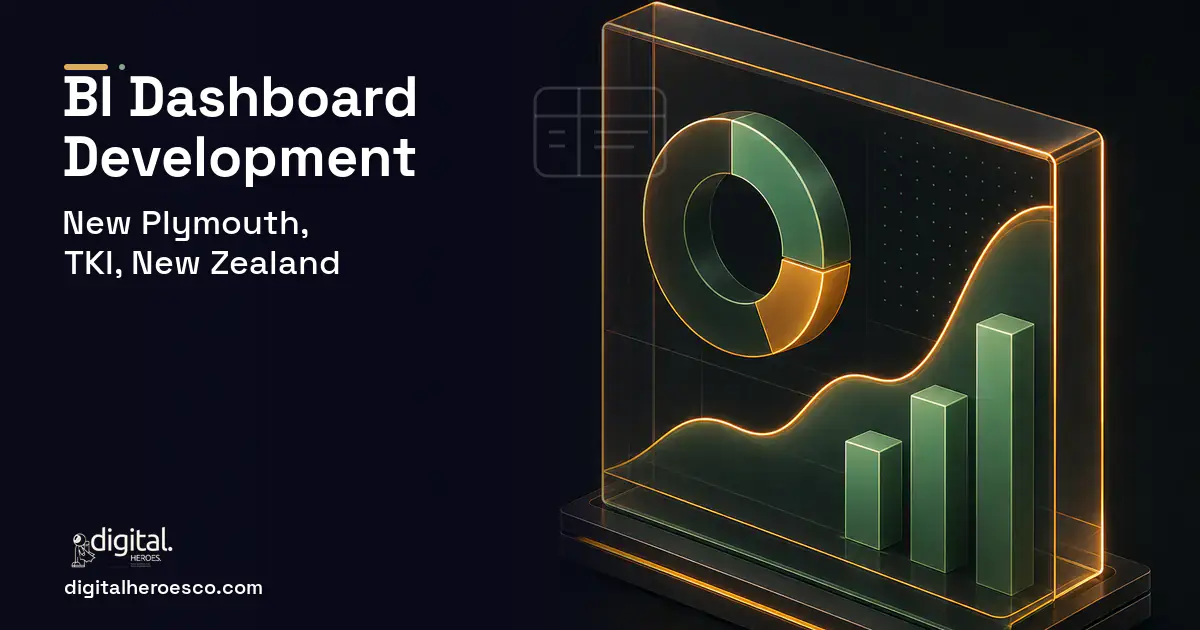 BI Dashboard Development product interface illustration for New Plymouth, TKI, New Zealand.