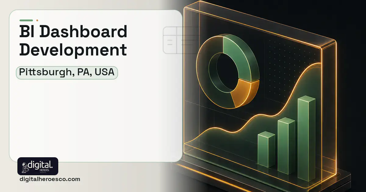 BI Dashboard Development product interface illustration for Pittsburgh, PA, USA.
