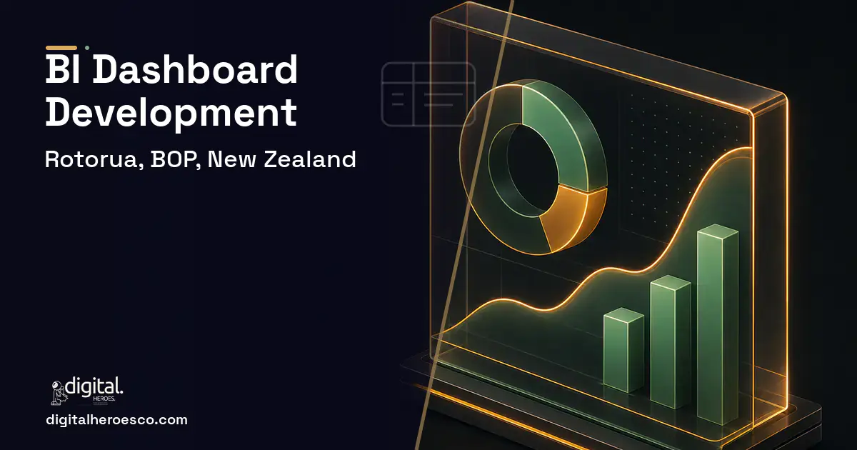 BI Dashboard Development product interface illustration for Rotorua, BOP, New Zealand.