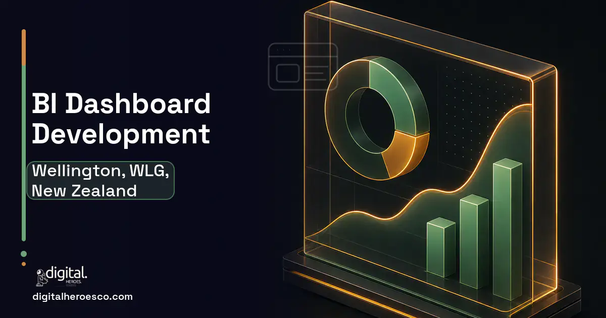 BI Dashboard Development product interface illustration for Wellington, WLG, New Zealand.