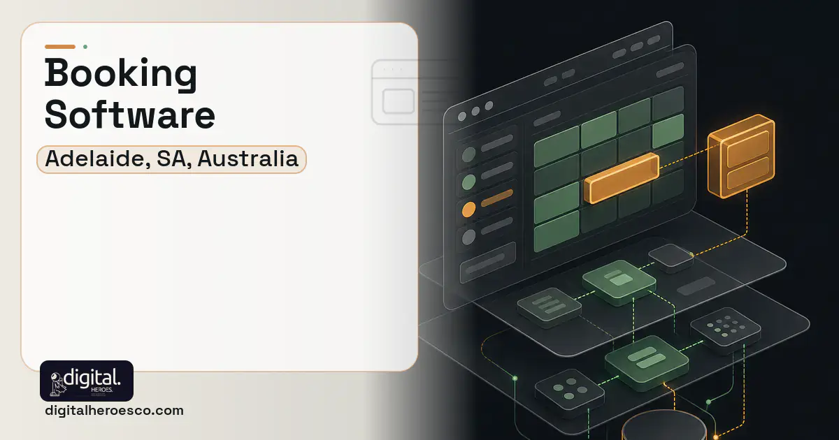 Booking Software product interface illustration for Adelaide, SA, Australia.