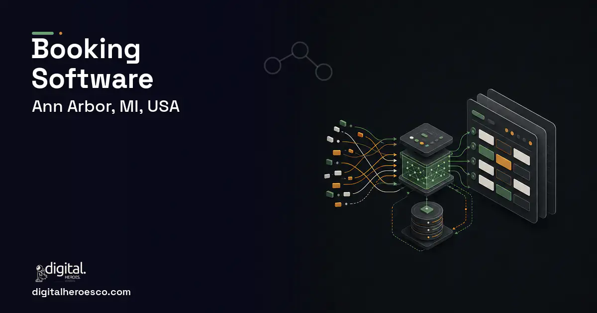 Booking Software workflow illustration for Ann Arbor, MI, USA.