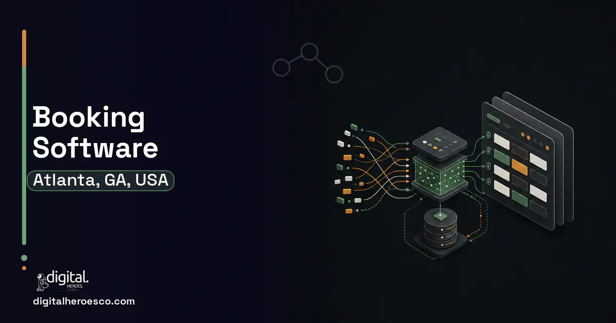 Booking Software workflow illustration for Atlanta, GA, USA.