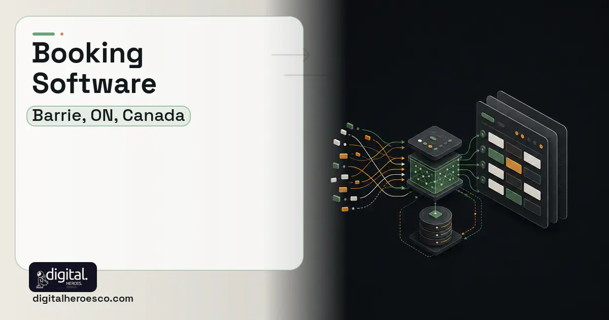 Booking Software workflow illustration for Barrie, ON, Canada.