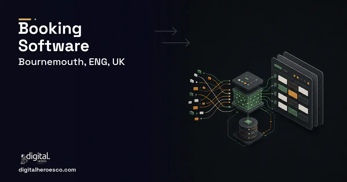 Booking Software workflow illustration for Bournemouth, ENG, UK.