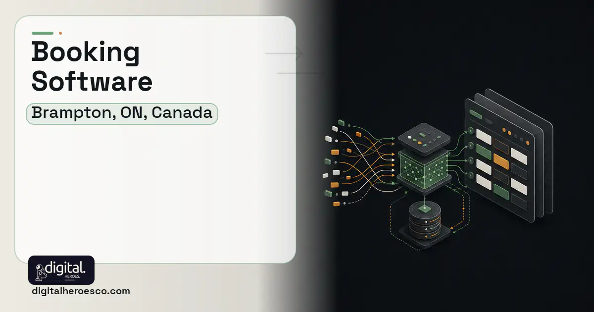 Booking Software workflow illustration for Brampton, ON, Canada.