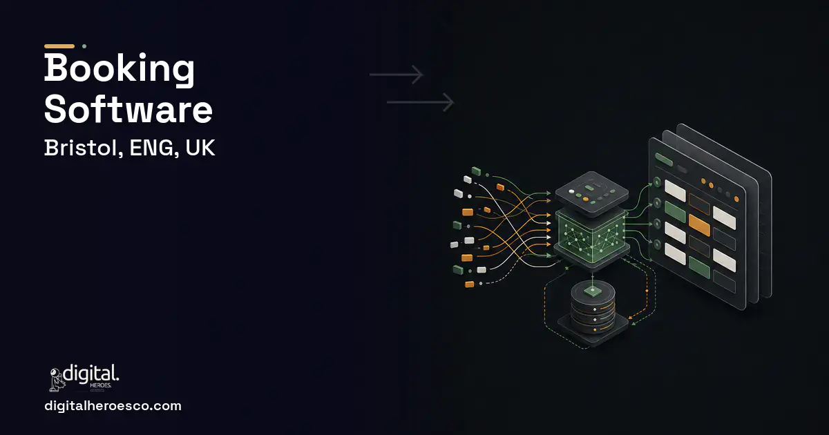 Booking Software workflow illustration for Bristol, ENG, UK.