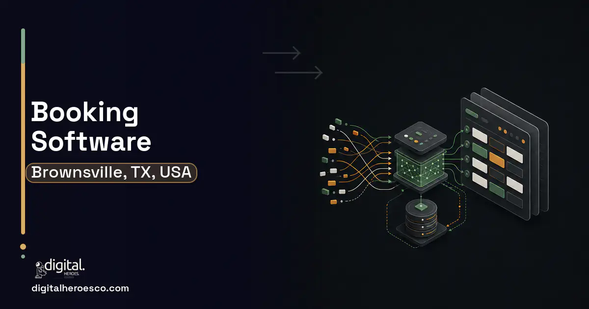 Booking Software workflow illustration for Brownsville, TX, USA.