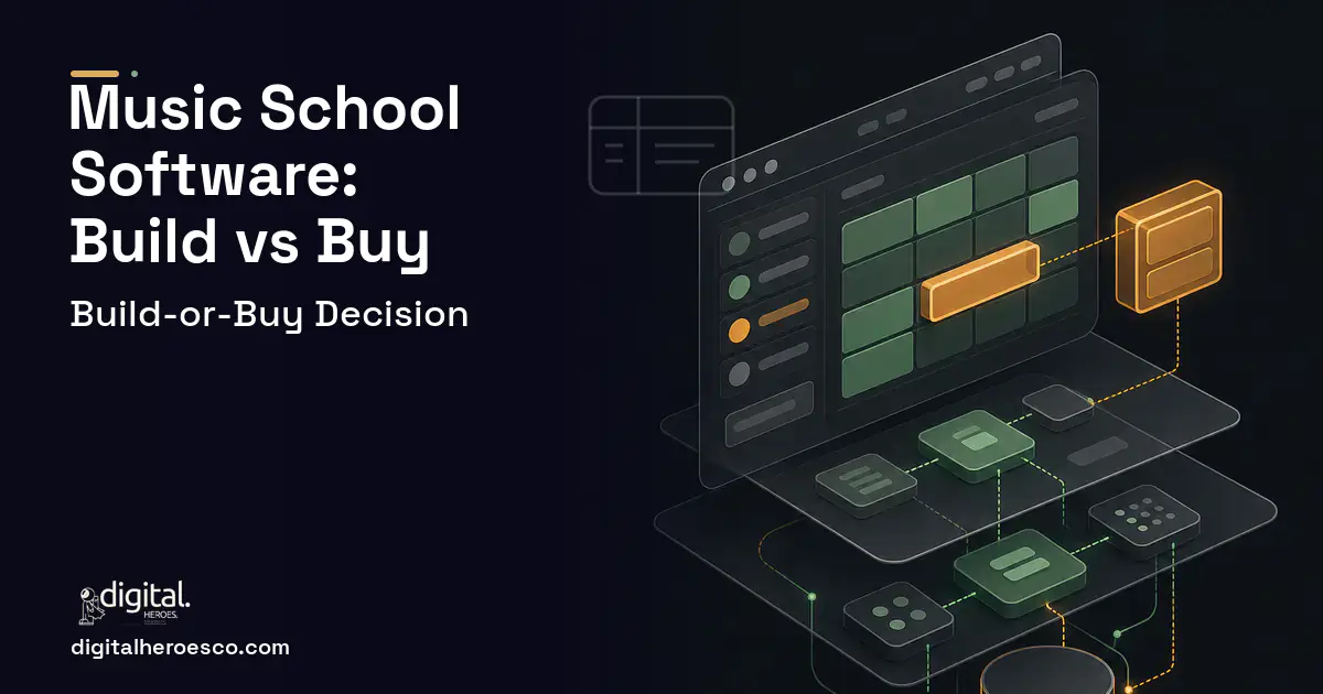 Booking Software product interface illustration for Music School Software Build vs Buy Guide.