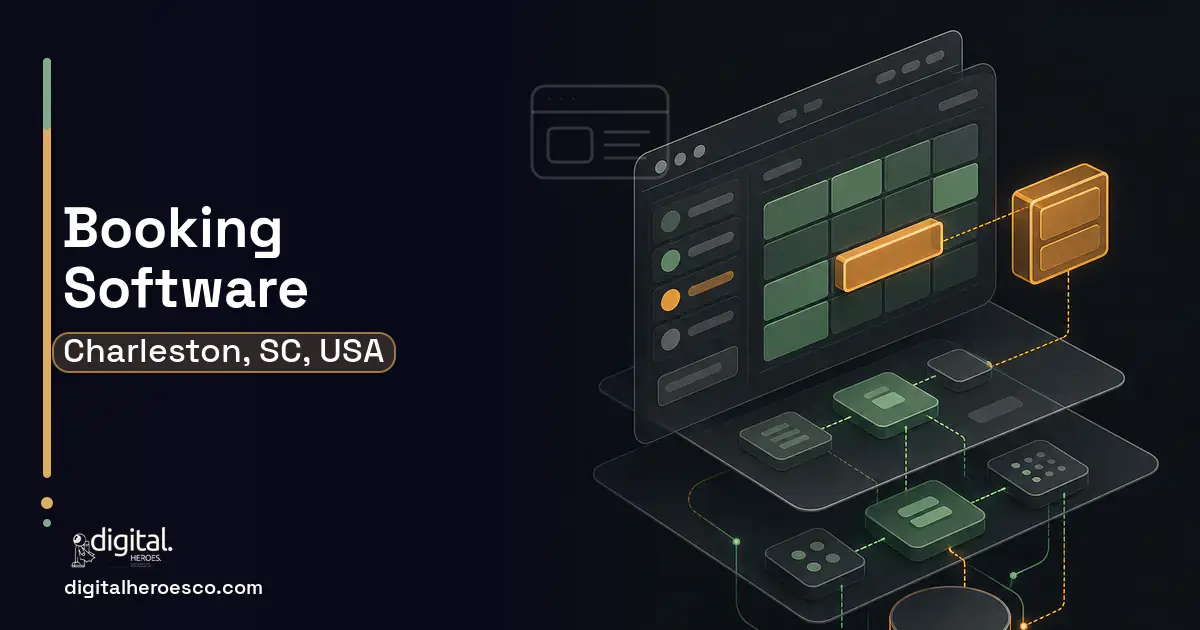 Booking Software product interface illustration for Charleston, SC, USA.