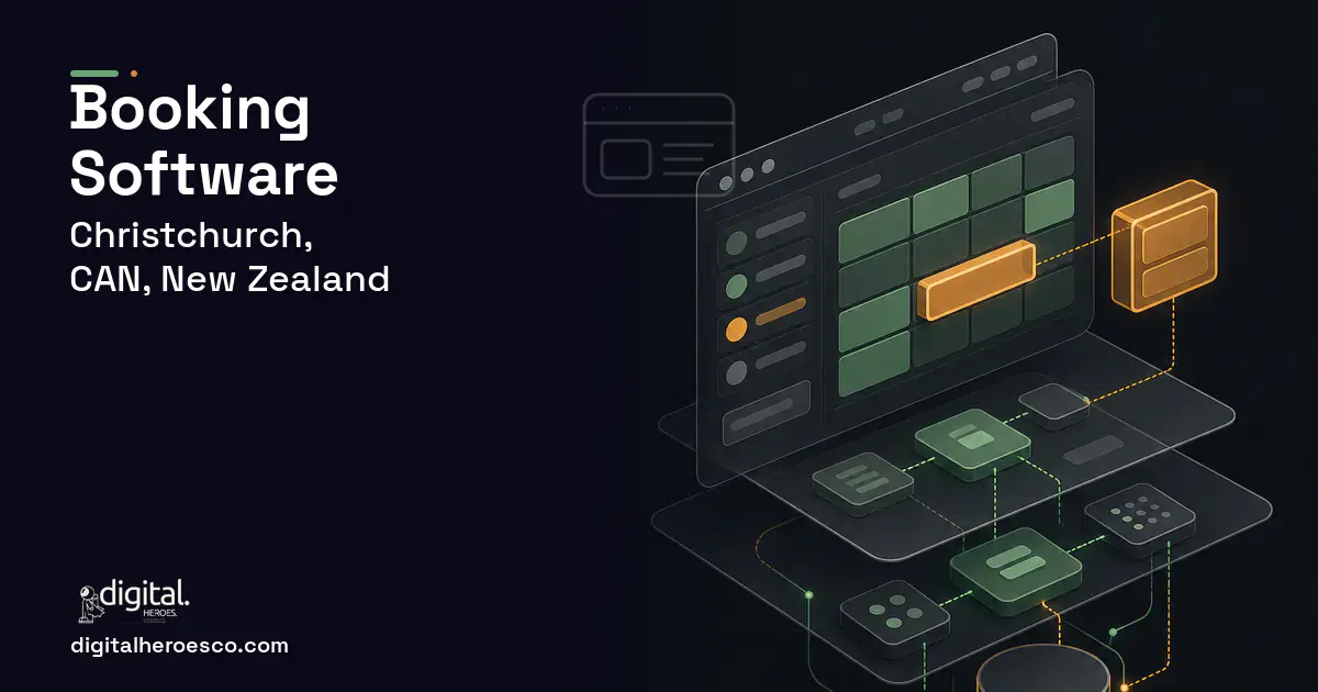 Booking Software product interface illustration for Christchurch, CAN, New Zealand.