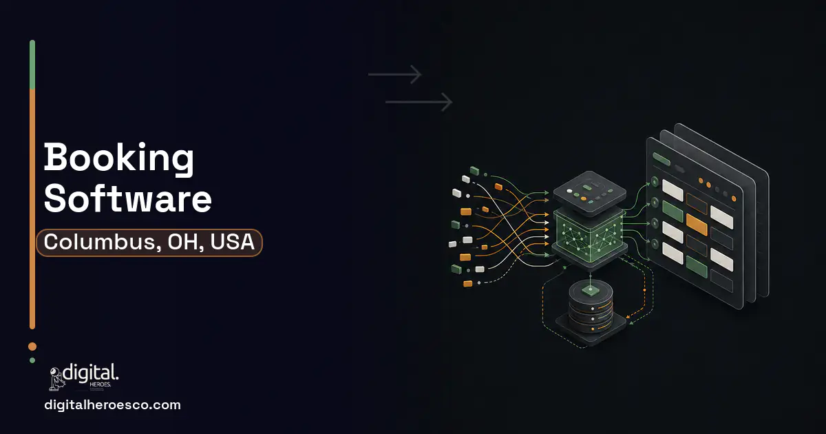 Booking Software workflow illustration for Columbus, OH, USA.