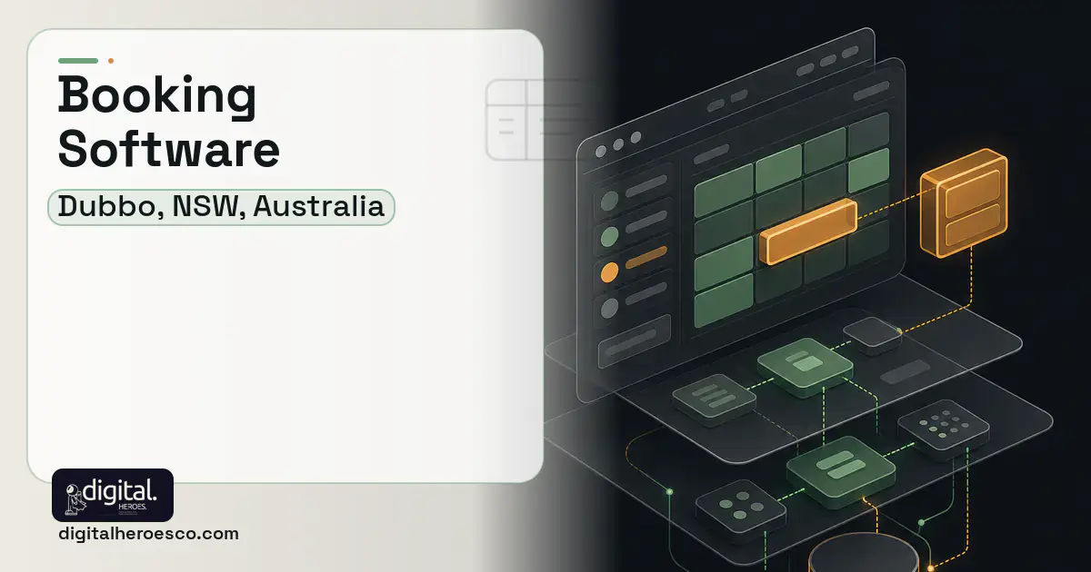 Booking Software product interface illustration for Dubbo, NSW, Australia.
